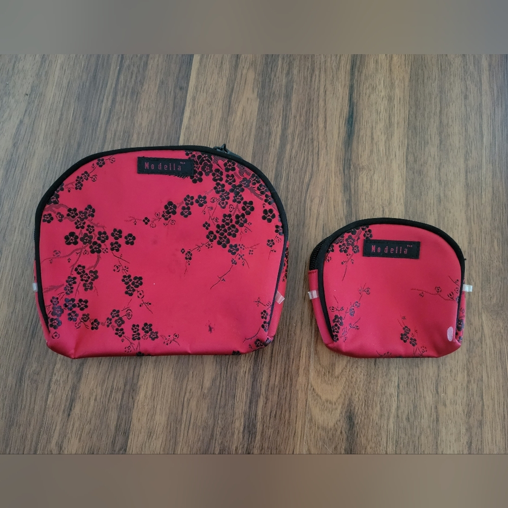 Modella Red & Black Make Up Bags - Set of 2